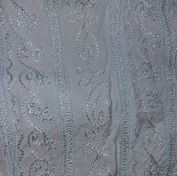 Vintage Boho Embroidered 100% Rayon Mini Dress With Button Front And Tie Back - Picture 8 of 10